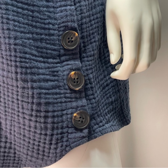 J. Jill Navy Blue Cotton Gauzy Collared Mini Shift Shirt Dress Women's Size SP - Picture 3 of 11